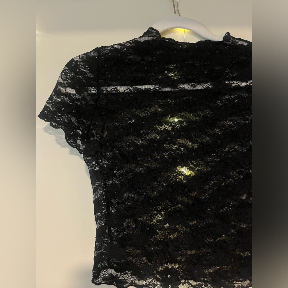 Black lace crop top